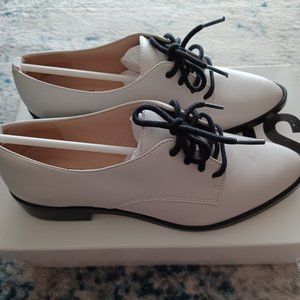 Schutz Antonia Leather Oxford Shoes, Size 6B, Pearl/White, NIB